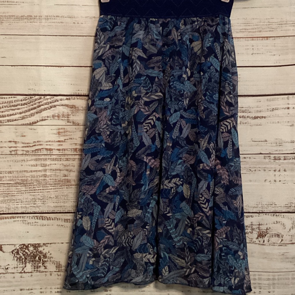LuLaRoe Blue Feather Pattern A-Line Skirt